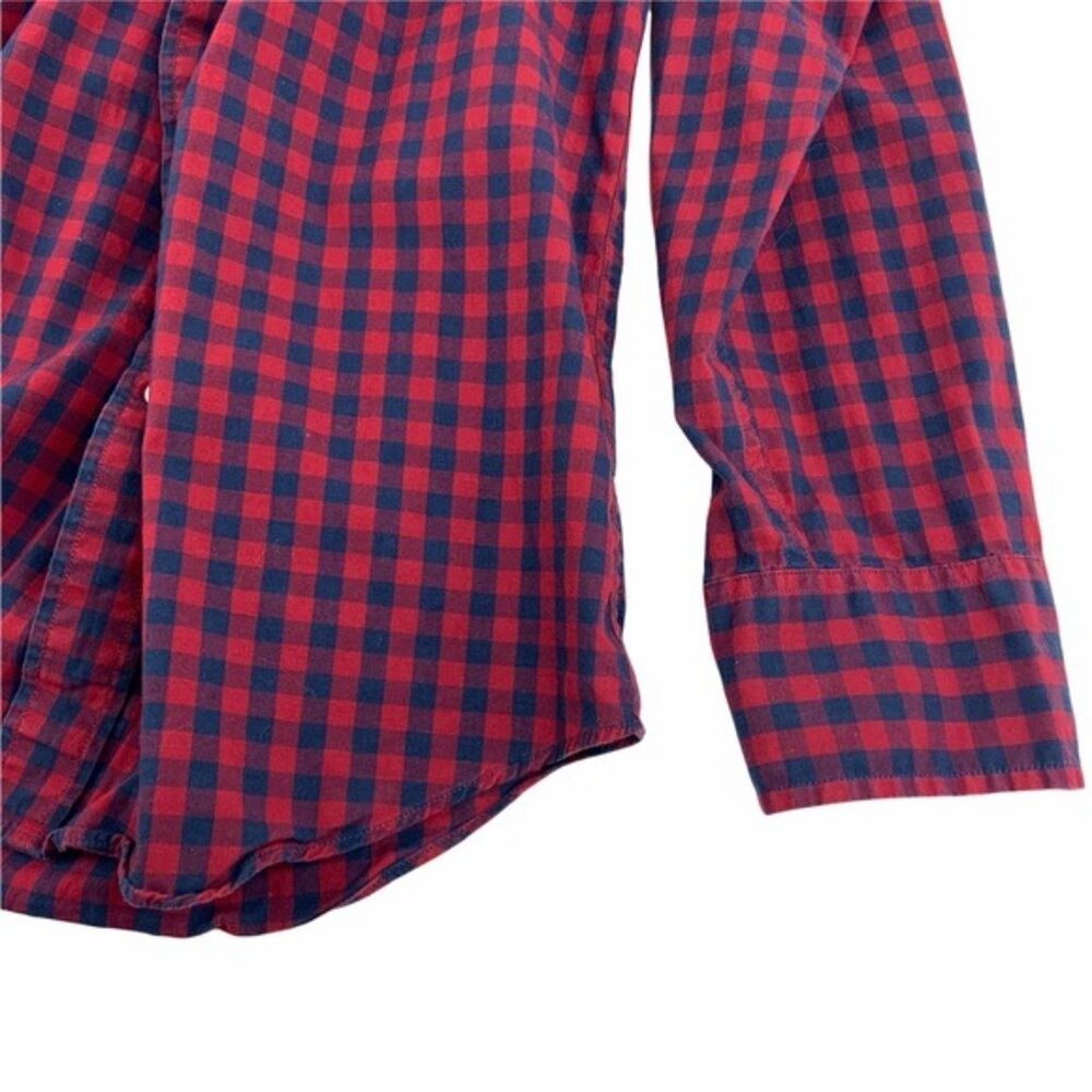 JCrew Merc Flex Gingham Button Down Shirt Long Sleeve Red Blue - Picture 5 of 7